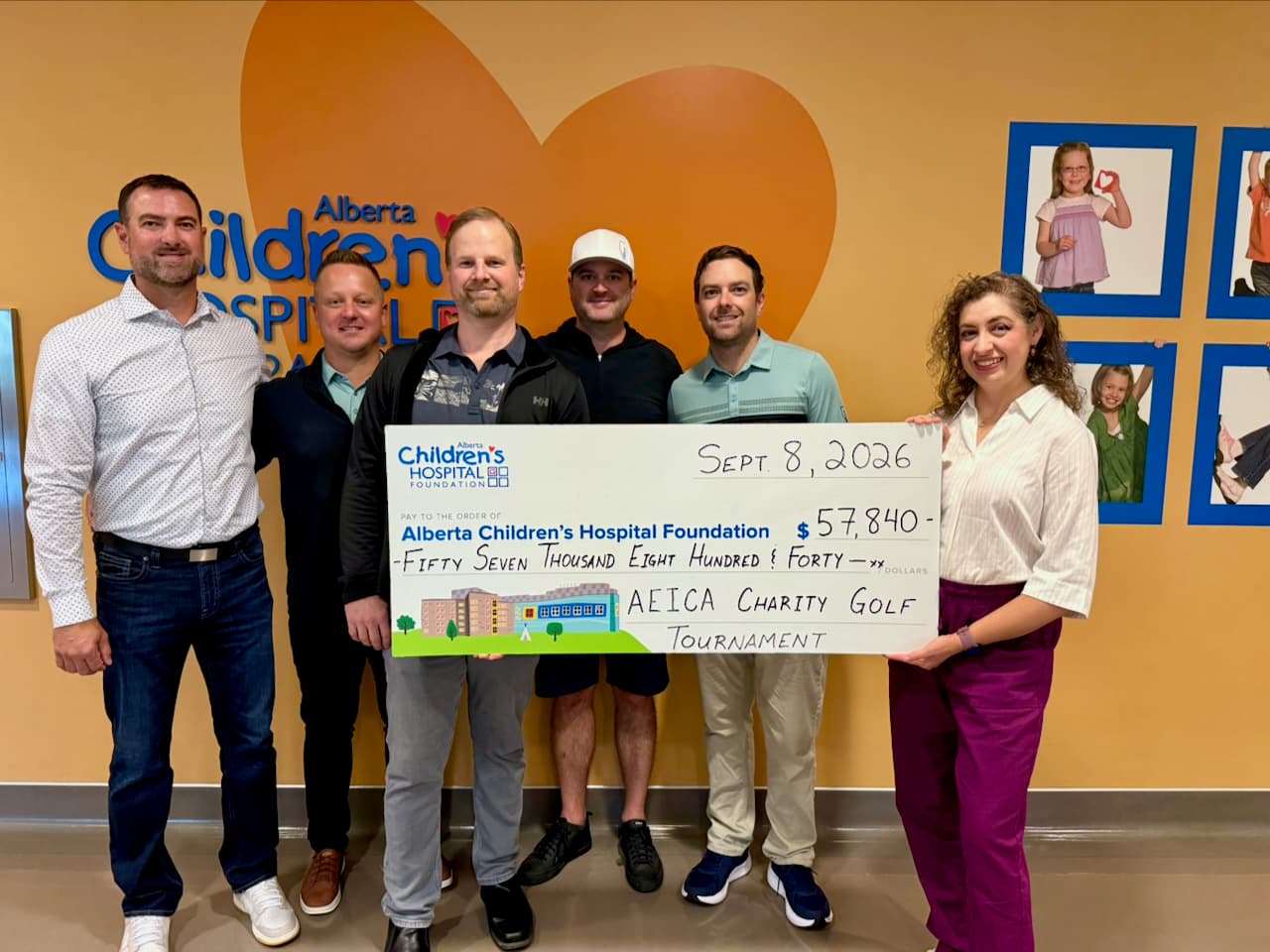 AEICA presents a $57,840 cheque to the Alberta Children's Hospital Foundation